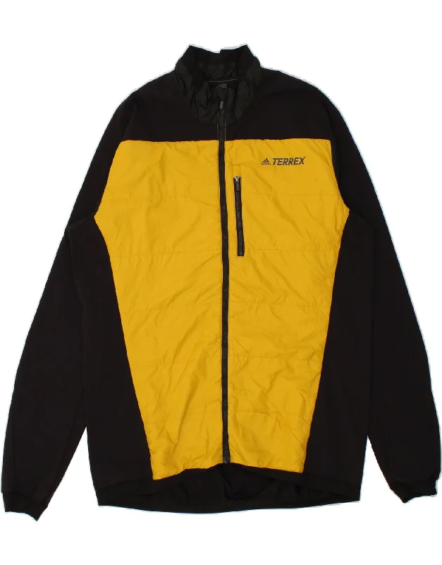 Men's Coats with ZippersADIDAS Mens Graphic Rain Jacket UK 42 XL Black Colourblock Nylon