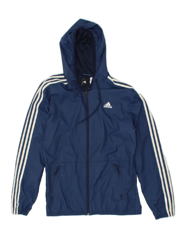 Affordable Men's Winter CoatsADIDAS Mens Hooded Rain Jacket UK 38 Medium Navy Blue Polyamide