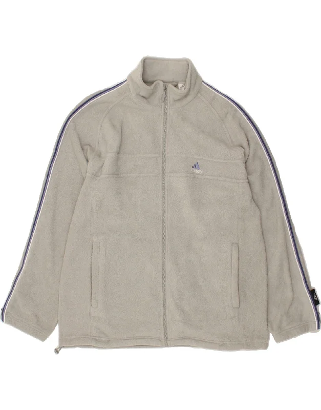 Men's Coats with Adjustable HemsADIDAS Mens Loose Fit Fleece Jacket UK 40/42 Medium Grey Polyester