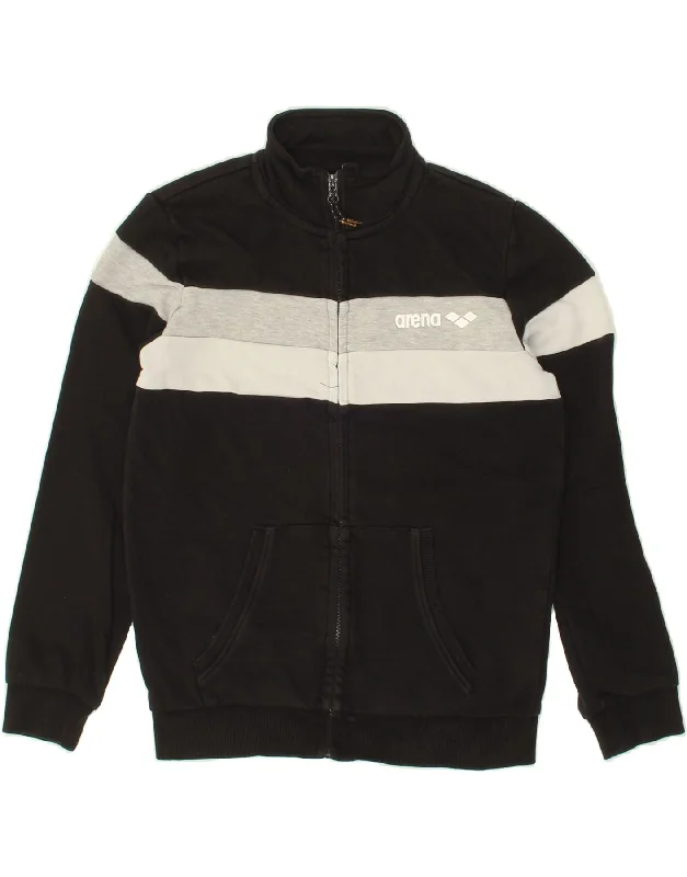 Men's Coats with Wind-Resistant FabricARENA Boys Tracksuit Top Jacket 11-12 Years Black Colourblock Cotton
