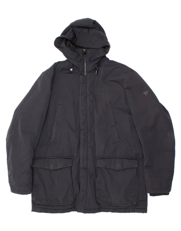 Men's Coats for Every BudgetARMANI JEANS Mens Hooded Windbreaker Jacket US 56 3XL Navy Blue Polyester