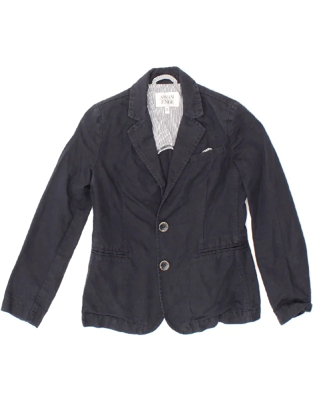 Men's Coats for Every BudgetARMANI JUNIOR Boys 2 Button Blazer Jacket 7-8 Years Navy Blue Cotton