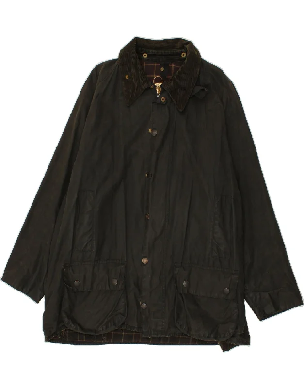 Men's Coats with Relaxed FitsBARBOUR Mens Beaufort Waxed Cotton Jacket UK 44 2XL Khaki