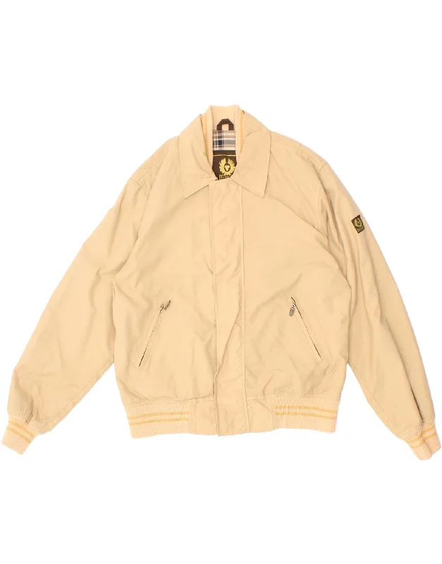 Men's Coats with Embroidered DetailsBELSTAFF Mens Bomber Jacket IT 44 XS Beige Nylon