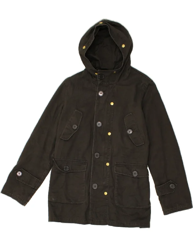 Men's Coats for Short MenBENETTON Mens Hooded Utility Jacket IT 46 Small Grey Cotton