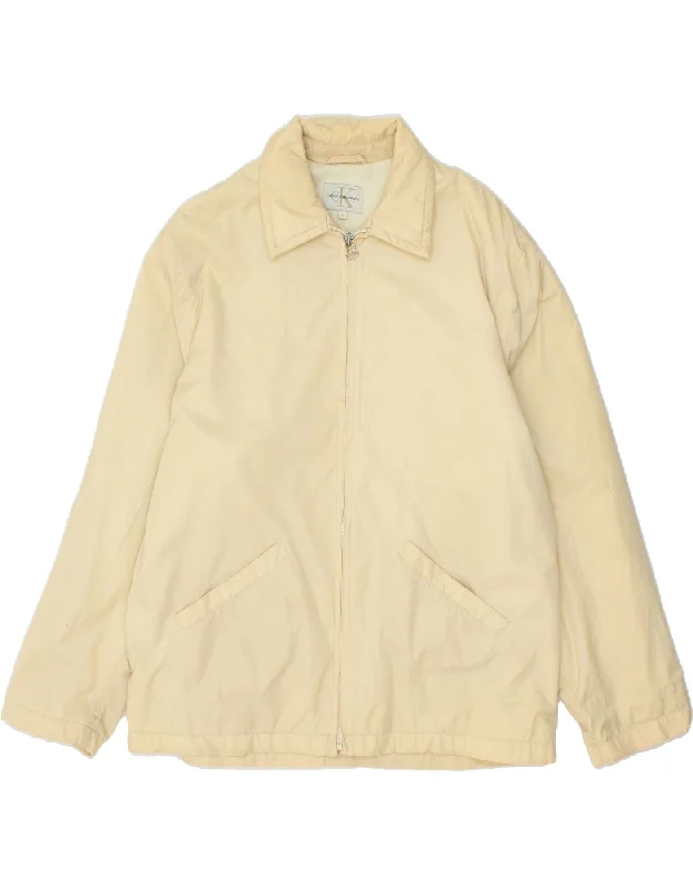 Men's Coats with Magnetic ClosuresCALVIN KLEIN JEANS Mens Bomber Jacket UK 36 Small Beige Nylon