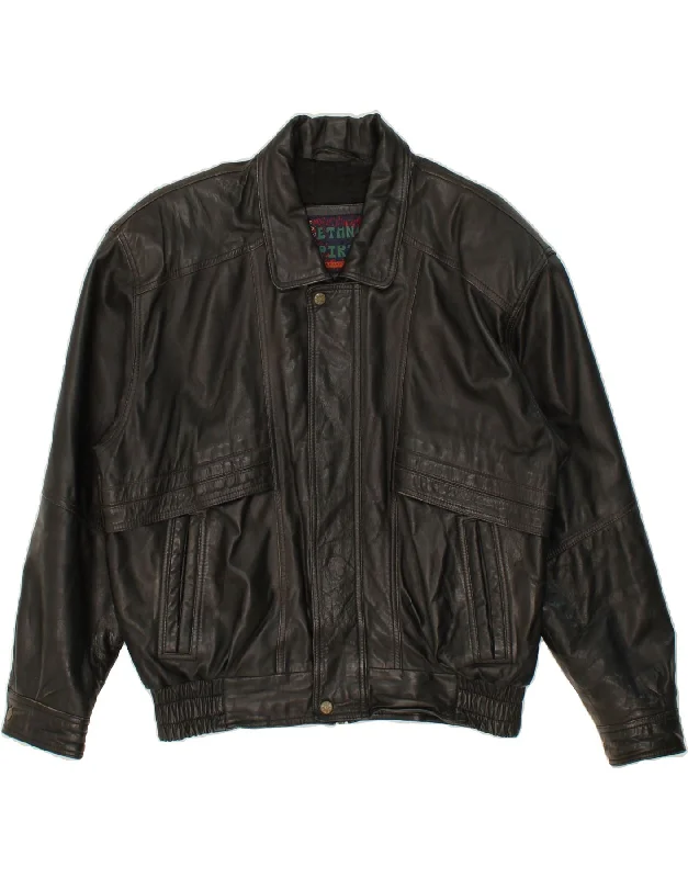 Men's Coats without LiningCANDA Mens Leather Jacket UK 40 Large Black Leather
