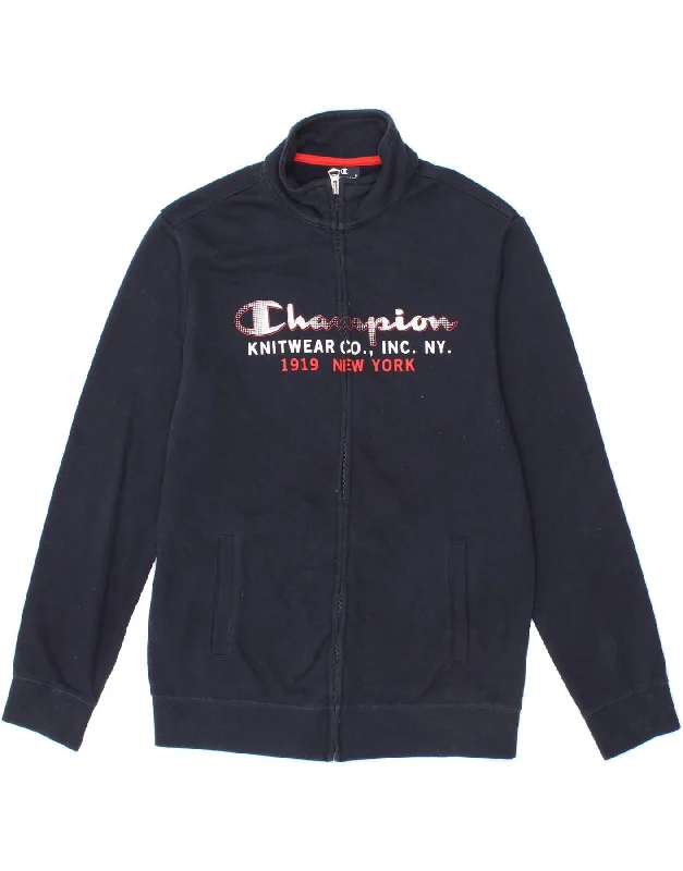 Men's Coats for WorkCHAMPION Boys Graphic Tracksuit Top Jacket 13-14 Years XL Navy Blue Cotton