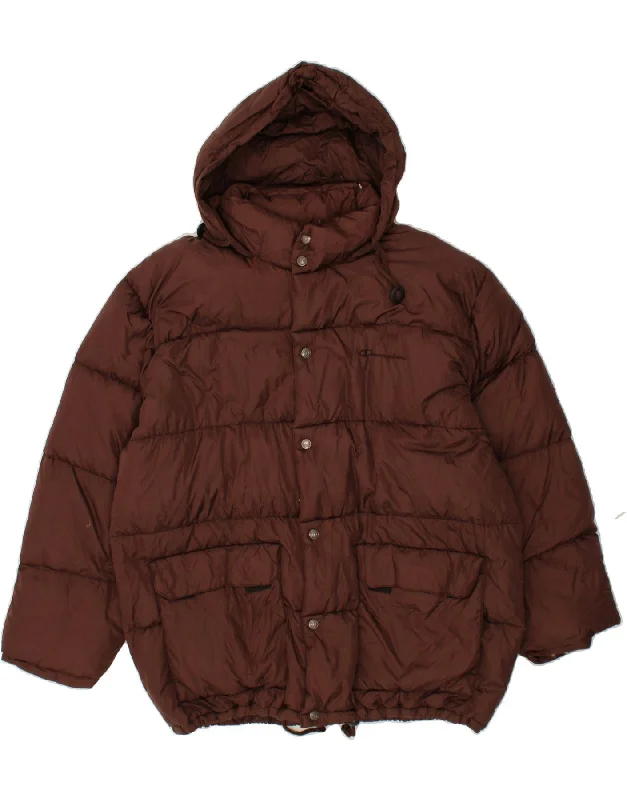 Men's Coats for SkiingCHAMPION Mens Hooded Padded Jacket UK 40 Large Brown Nylon