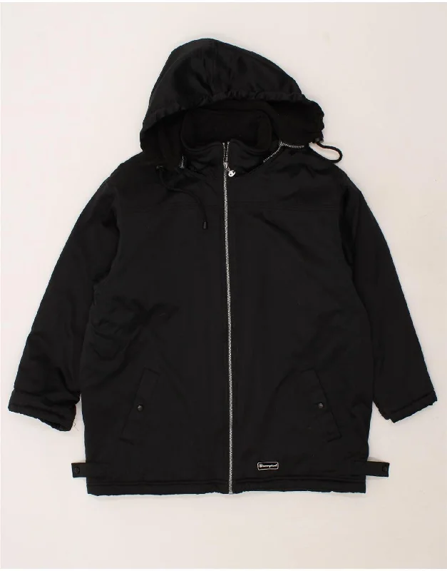 Men's Coats for HikingCHAMPION Mens Hooded Windbreaker Jacket UK 40 Large Black Nylon