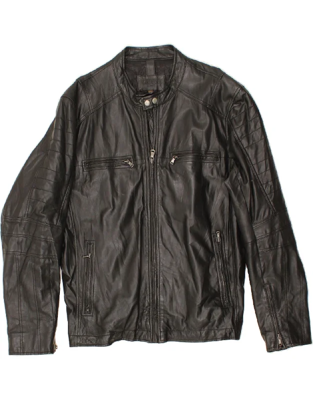 Men's Coats for Formal EventsCONBIPEL Mens Bomber Leather Jacket IT 56 3XL Black Leather