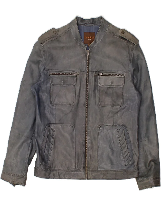 Men's Coats for SpringCONBIPEL Mens Leather Jacket IT 52 XL Navy Blue