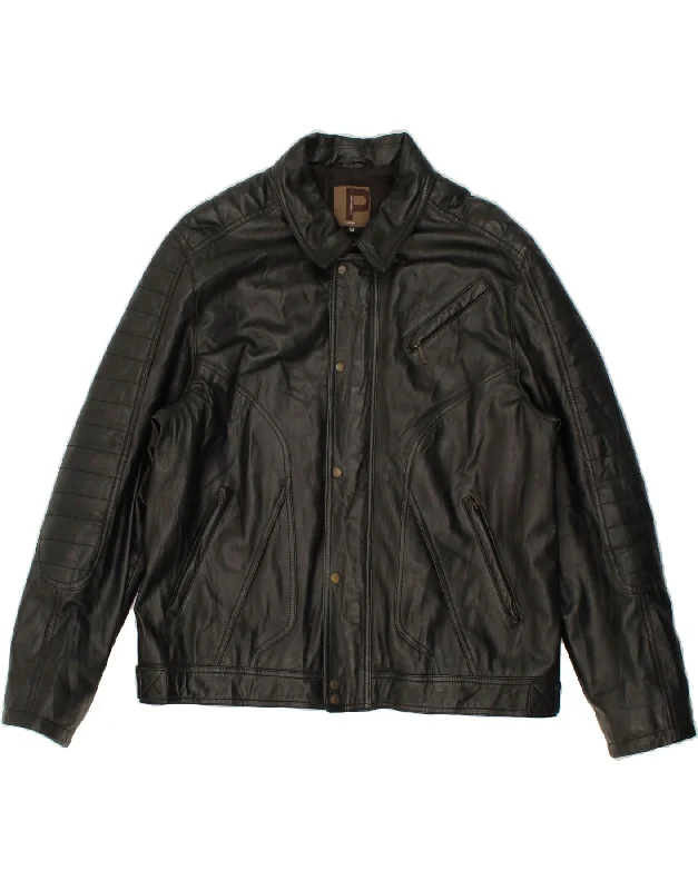 Unique Men's Flight JacketsCONBIPEL Mens Leather Jacket IT 54 2XL Black Leather