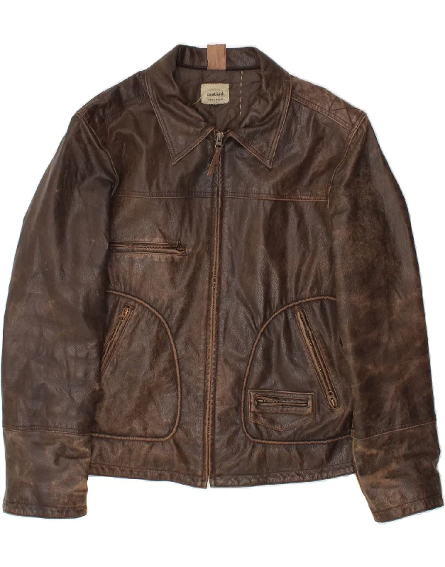 Men's Coats for Skinny MenCONBIPEL Mens Leather Jacket IT 54 2XL Brown Leather
