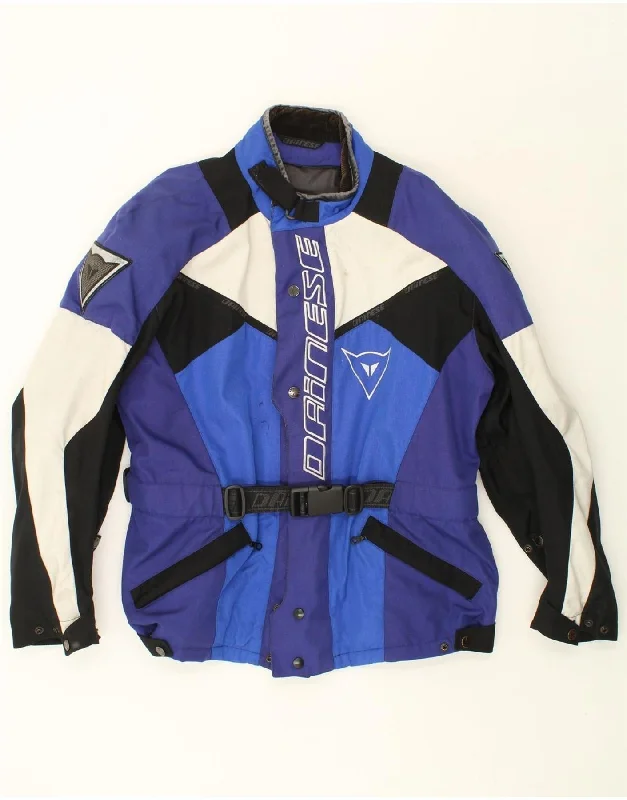 Men's Coats with Patchwork DesignsDAINESE Mens Graphic Racer Jacket IT 56 3XL Blue Colourblock