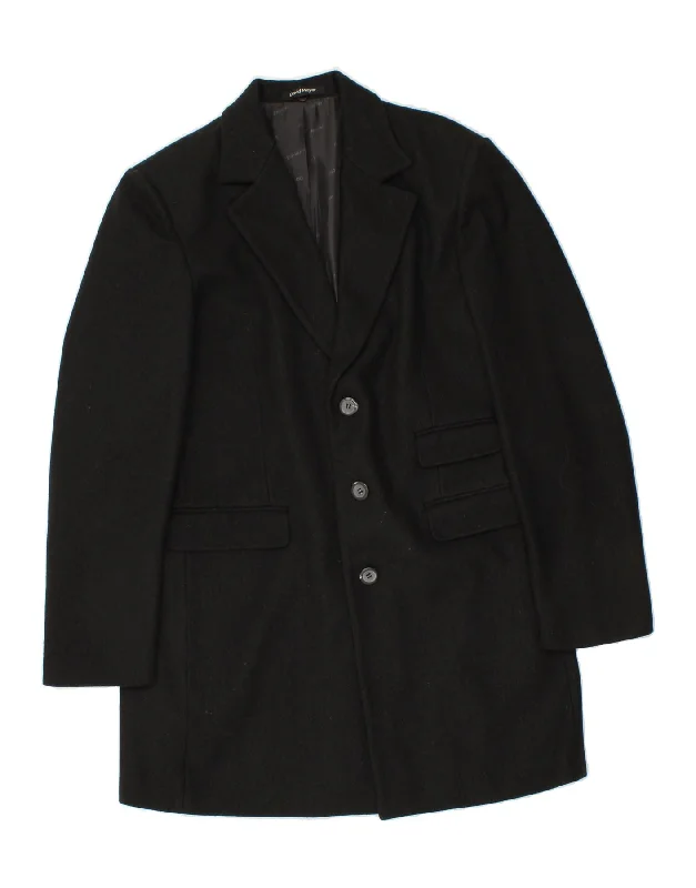 Men's Coats with Hidden PocketsDAVID MAYER Mens Slim 3 Button Blazer Jacket UK 54 2XL Black Wool
