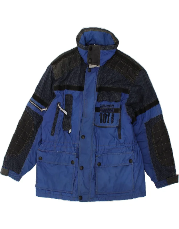 Men's Coats with Embroidered DetailsDIADORA Mens Loose Fit Windbreaker Jacket UK 38 Medium Blue Colourblock