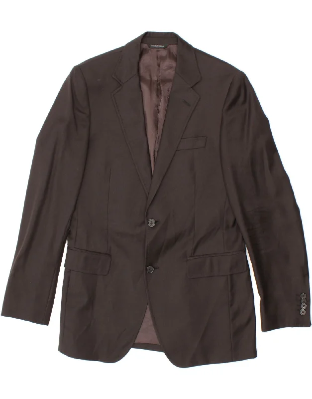 Men's Coats with Vintage StyleDOLCE & GABBANA Mens 2 Button Blazer Jacket IT 46 Small Brown Virgin Wool