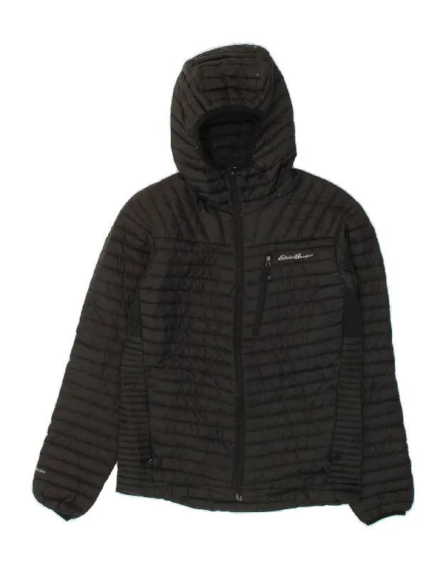 Cool Men's Pea CoatsEDDIE BAUER Mens Hooded Padded Jacket UK 36 Small Black Polyester