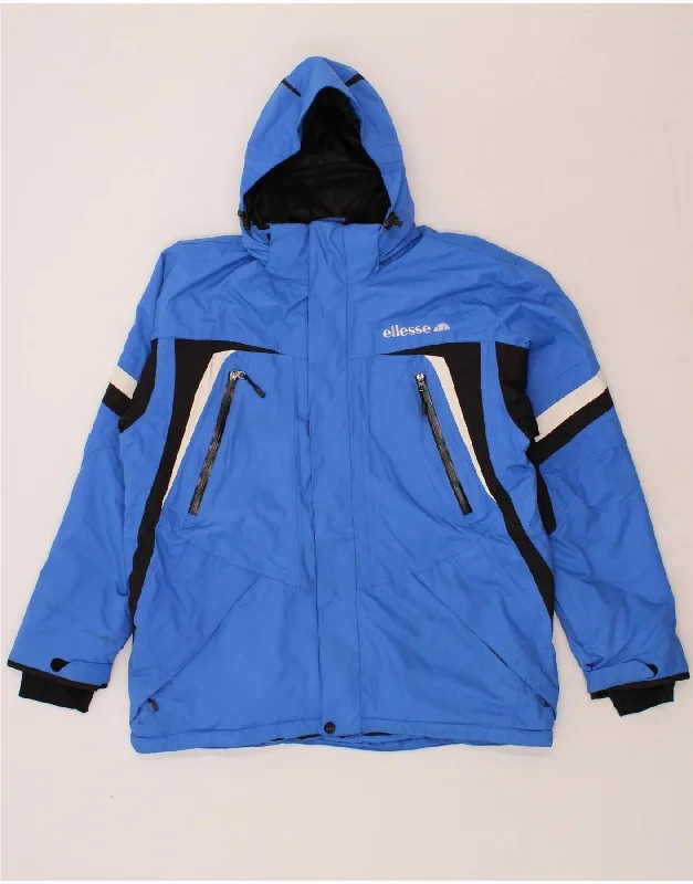 Men's Coats with Contrast StitchingELLESSE Mens Hooded Windbreaker Jacket UK 44 2XL Blue Colourblock