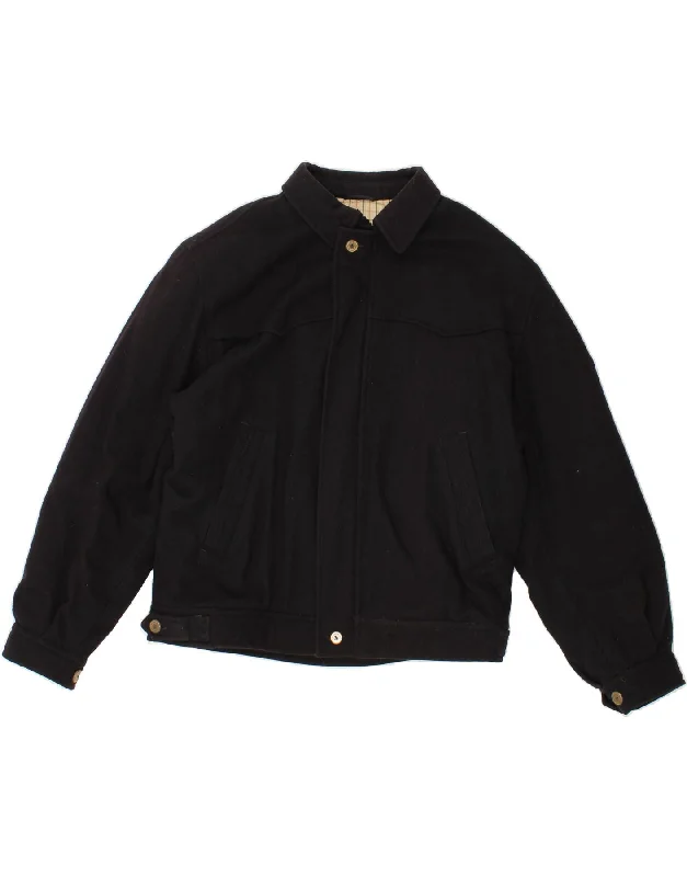 Men's Coats with Flannel LiningFACIBA Mens Bomber Jacket IT 54 2XL Navy Blue Wool