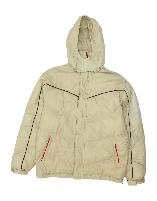 Men's Coats without LiningFILA Mens Hooded Padded Jacket UK 38 Medium Beige Polyamide