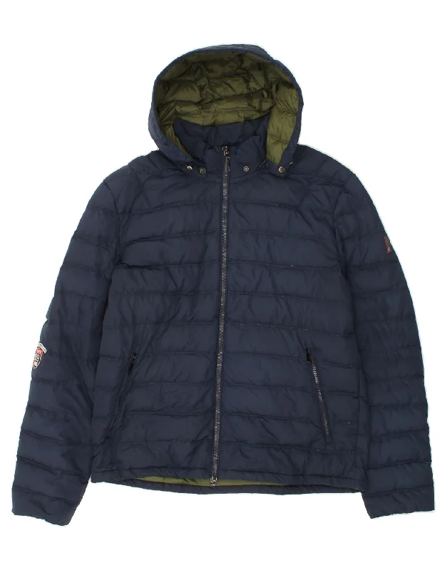 Luxurious Men's Cashmere CoatsFILA Mens Hooded Padded Jacket UK 44 2XL Navy Blue Polyester