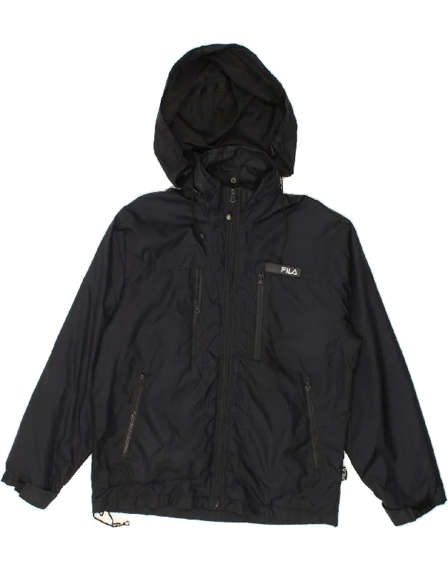 Practical Men's RaincoatsFILA Mens Hooded Rain Jacket UK 36 Small Black