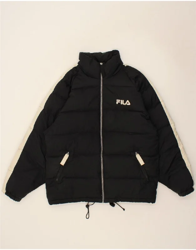 Elegant Men's Wool CoatsFILA Mens Padded Jacket UK 38 Medium Black Colourblock Polyester