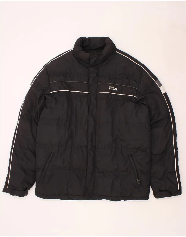 Men's Coats with Embroidered DetailsFILA Mens Padded Jacket UK 42 XL Black Polyester