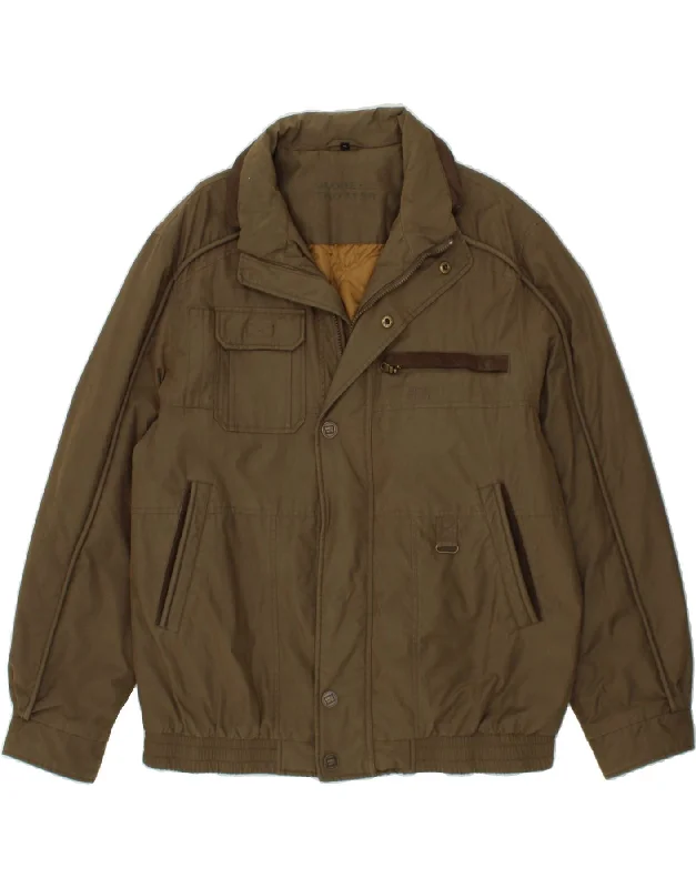 Men's Coats with Adjustable HemsGLOBE TROTTER Mens Bomber Jacket UK 42 XL Khaki Polyester