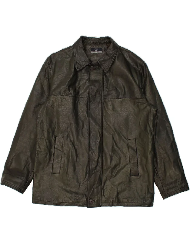 Men's Coats for City WearGREEN LEAVES Mens Leather Jacket UK 44 2XL Green Leather