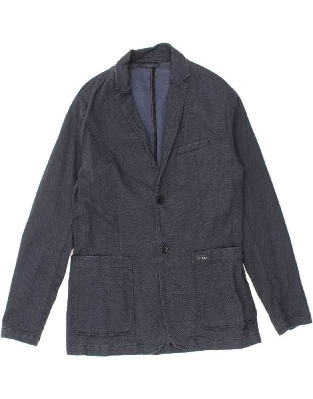 Stylish Men's Biker JacketsGUESS Mens 2 Button Blazer Jacket UK 42 XL Navy Blue Cotton