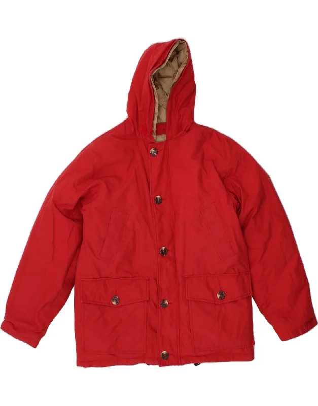 Versatile Men's Pea CoatsHOX Mens Hooded Reversible Padded Jacket UK 40 Large Red Cotton