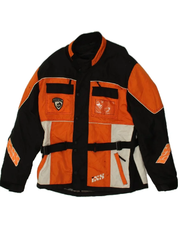 Cool Men's Pea CoatsIXS Mens Graphic Racer Jacket UK 44 2XL Orange Colourblock Polyamide