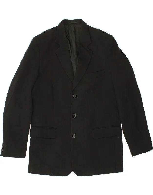 Men's Coats with Hand WarmersJACK & JONES Mens 3 Button Blazer Jacket IT 50 Large Black Polyester