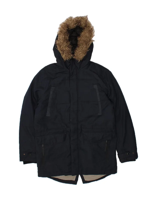 Fashionable Men's Denim JacketsJACK & JONES Mens Hooded Parka Jacket UK 38 Medium Navy Blue Polyester