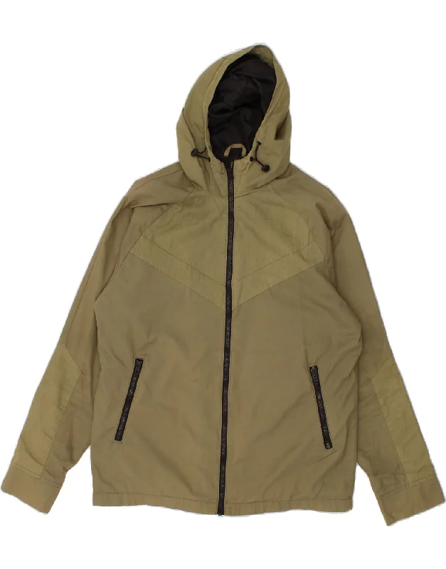Designer Men's OvercoatsJACK & JONES Mens Hooded Windbreaker Jacket UK 40 Large Khaki Cotton
