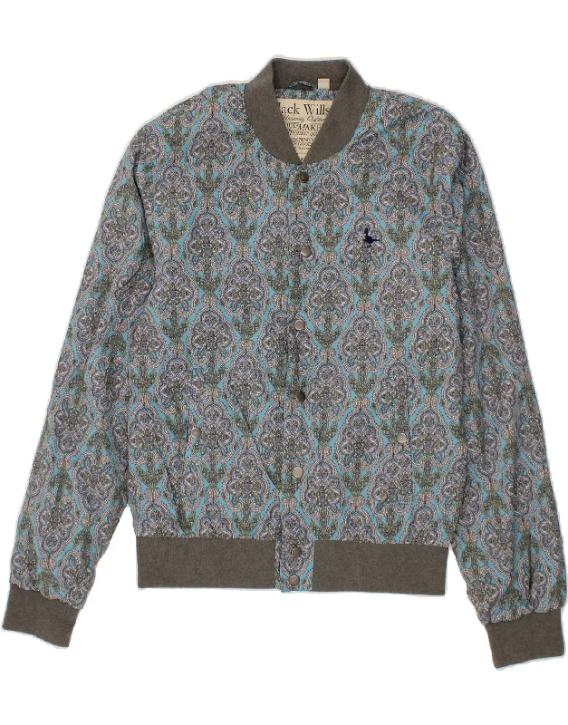 Men's Coats for SnowshoeingJACK WILLS Mens Bomber Jacket UK 38 Medium Blue Paisley Polyester