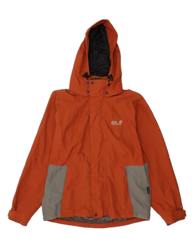 Men's Coats with Removable LiningsJACK WOLFSKIN Mens Hooded Rain Jacket UK 36/38 Medium Orange Colourblock