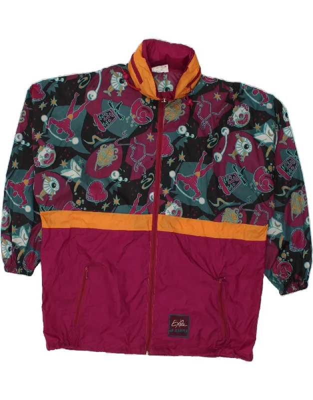 Versatile Men's Pea CoatsJEANTEX Mens Abstract Pattern Hooded Rain Jacket UK 42 XL Burgundy