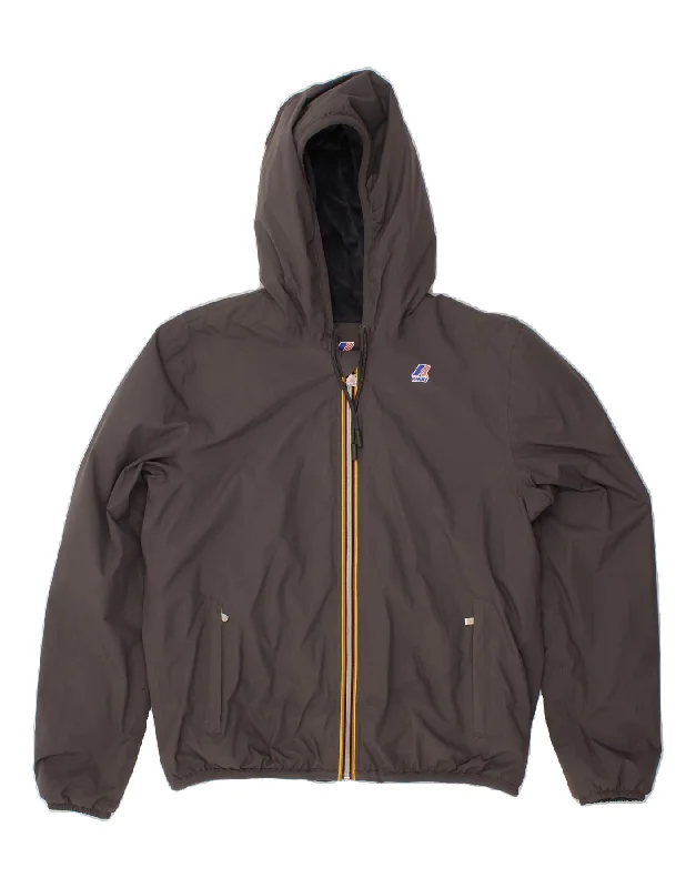 Men's Coats with Chest PocketsK-WAY Mens Hooded Rain Jacket UK 40 Large Grey Polyamide