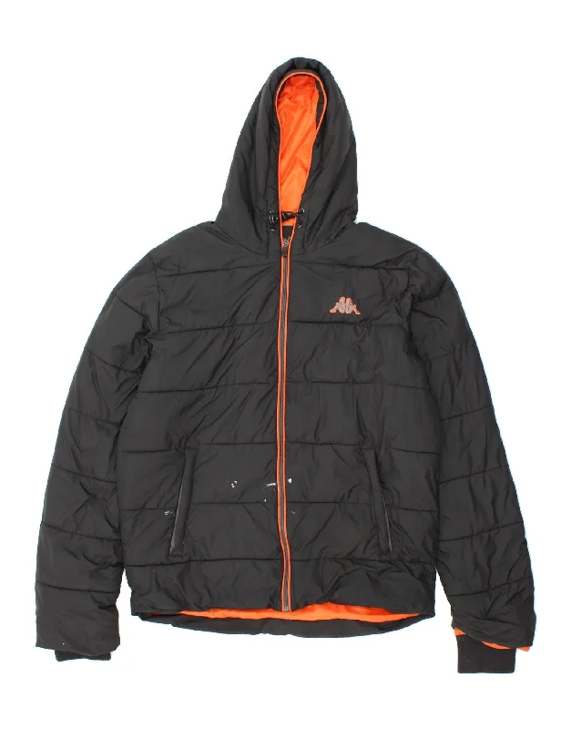 Men's Coats with Inner PocketsKAPPA Mens Hooded Padded Jacket UK 38 Medium Black Polyester