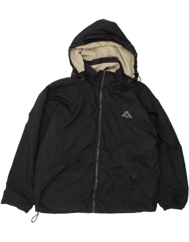 Men's Coats for SkiingKAPPA Mens Hooded Rain Jacket UK 38 Medium Black