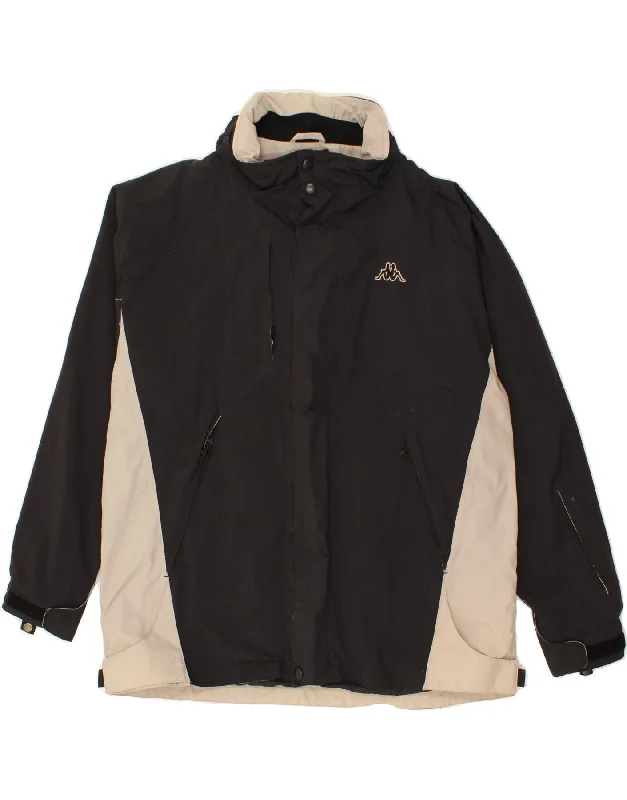 Fashionable Men's Denim JacketsKAPPA Mens Loose Fit Windbreaker Jacket UK 42 XL Black Colourblock