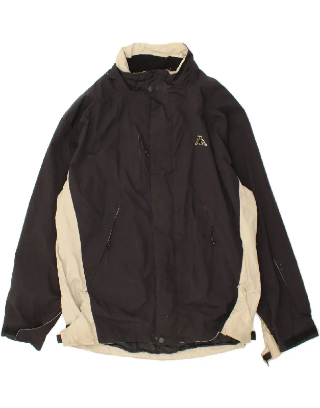 Men's Coats for RunningKAPPA Mens Rain Jacket UK 42 XL Black Colourblock Polyamide