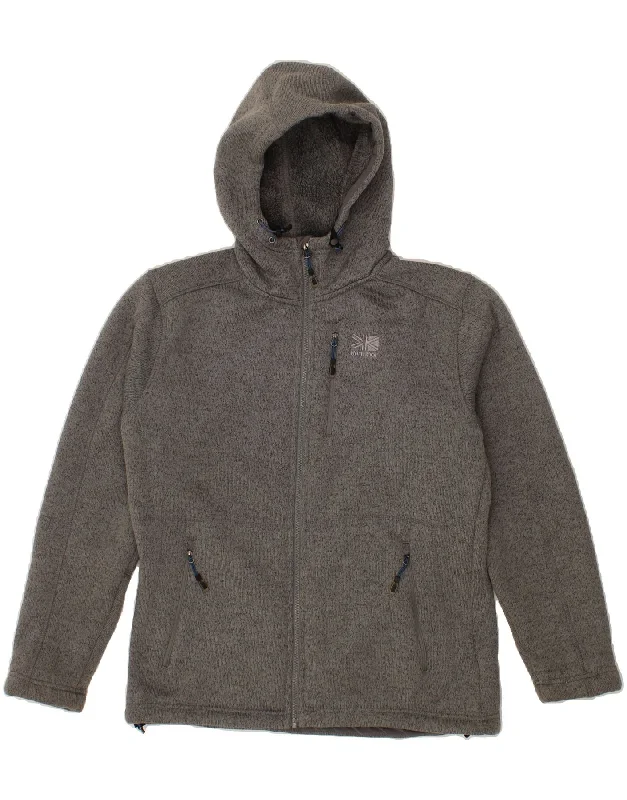 Men's Coats with HoodsKARRIMOR Mens Hooded Sherpa Jacket UK 38 Medium Grey Flecked Polyester