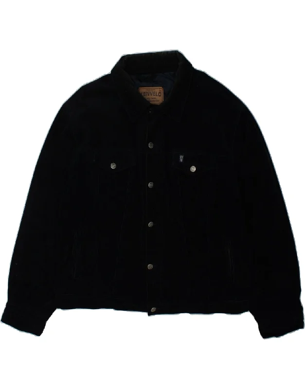 Men's Coats for Everyday WearKENVELO Mens Corduroy Jacket UK 44 2XL Navy Blue Cotton