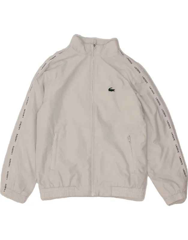 Men's Coats with Patchwork DesignsLACOSTE Boys Tracksuit Top Jacket 7-8 Years White Polyester