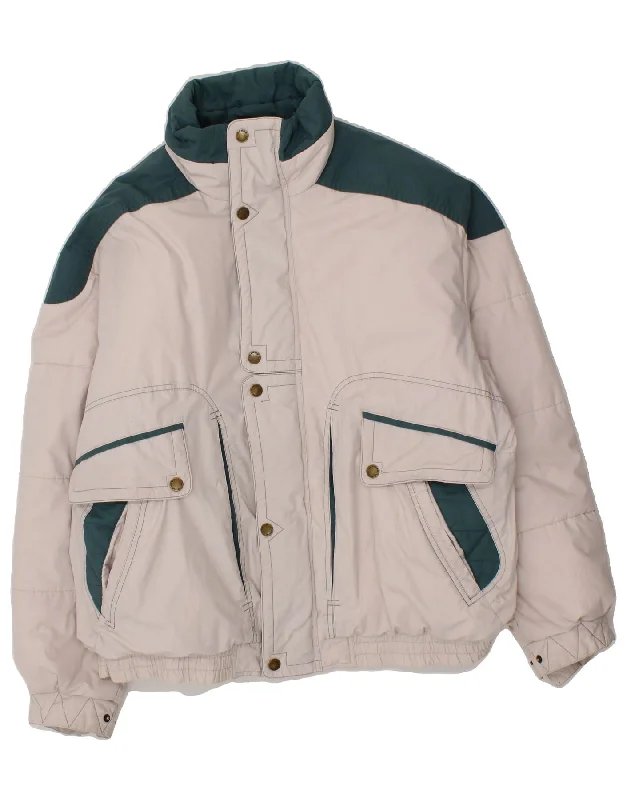 Men's Coats with Patchwork DesignsLE FROG Mens Padded Jacket UK 44 2XL Grey Colourblock Polyester
